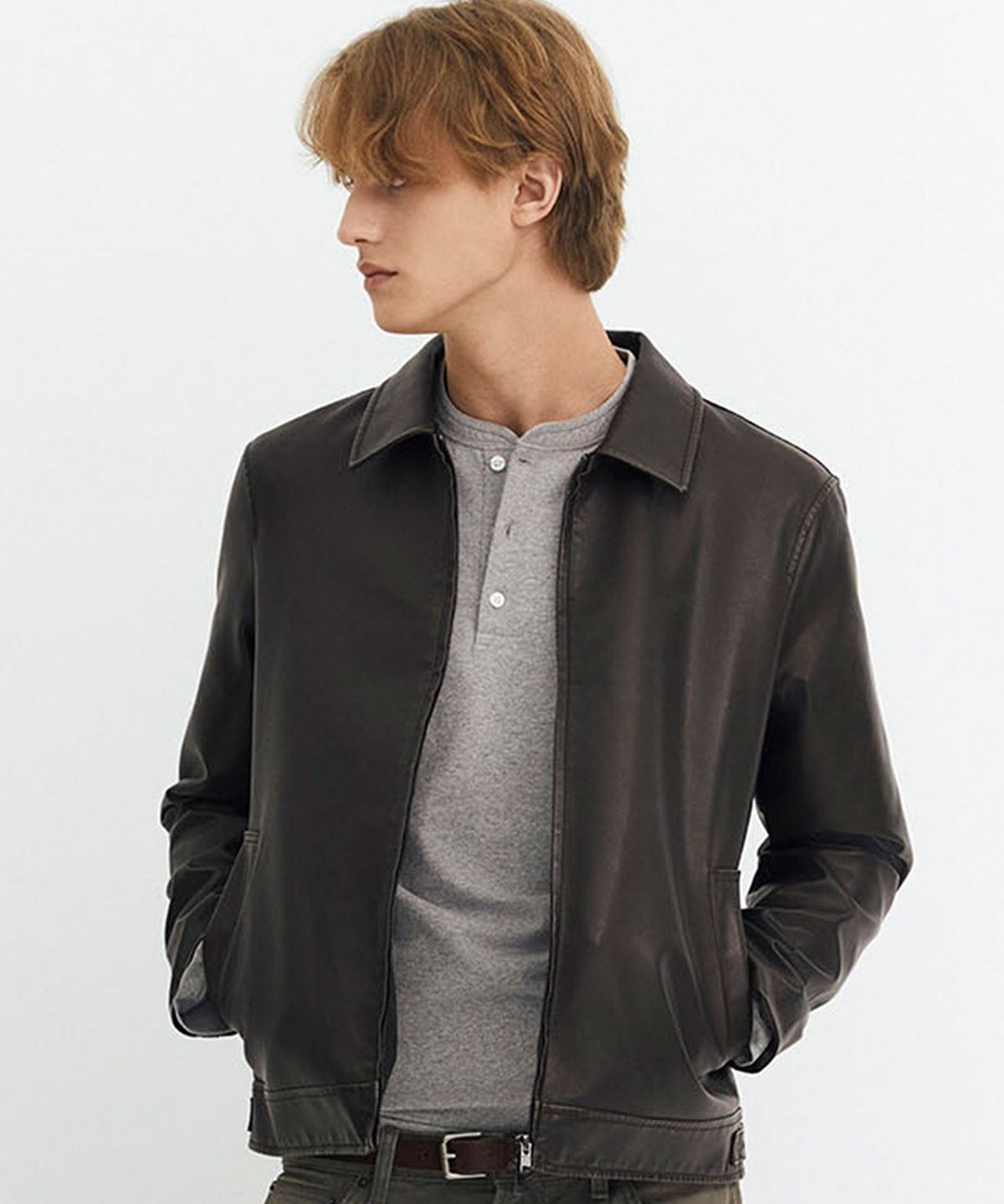 지오다노(GIORDANO) 레더 루즈핏 자켓 (페이크레더) 076904 [1color]