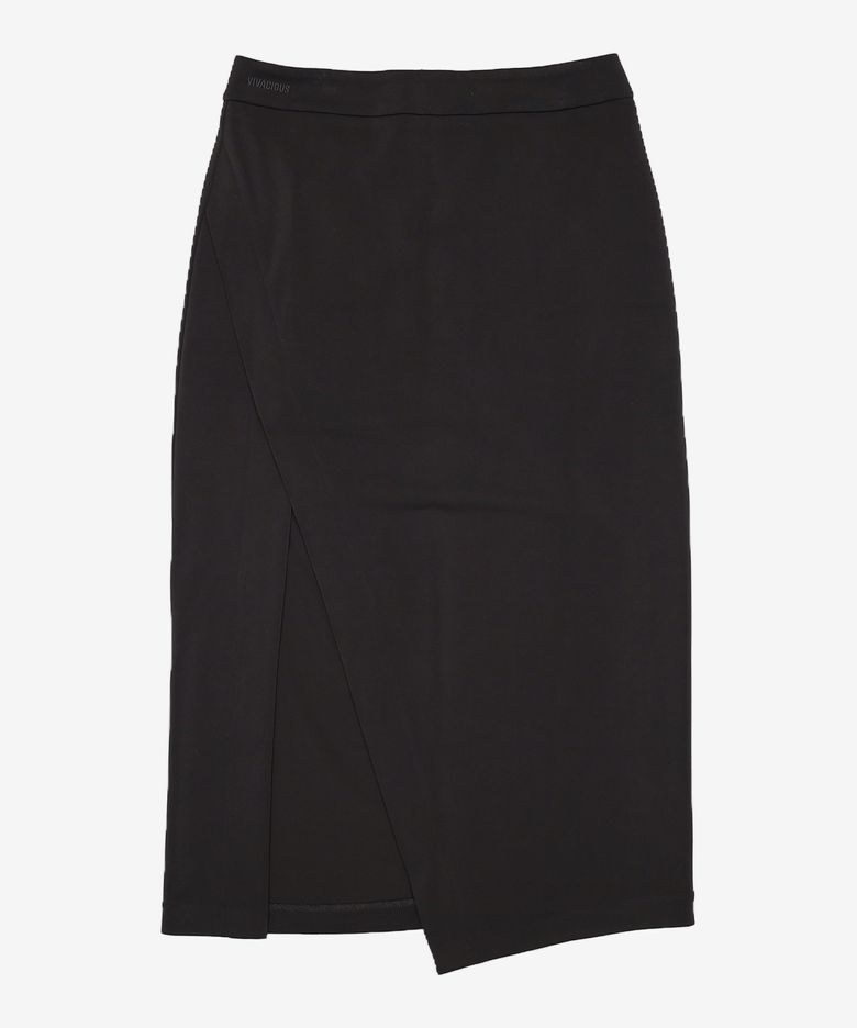 La Oblique Slit Long Skirt BLACK L