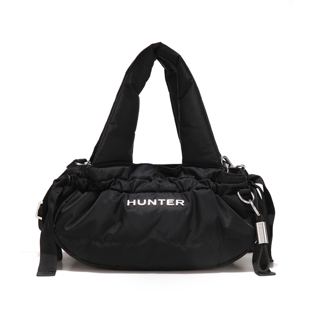 헌터(HUNTER) [UNISEX] 프리미엄 나일론 루쉬드 미니 호보백 - 블랙 HFU7146BSNBLK