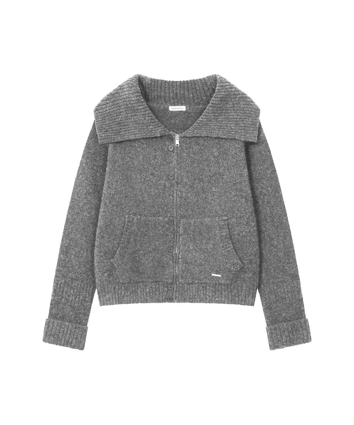 미세키서울(MISEKI SEOUL) Unbalanced button knit cardigan GREY