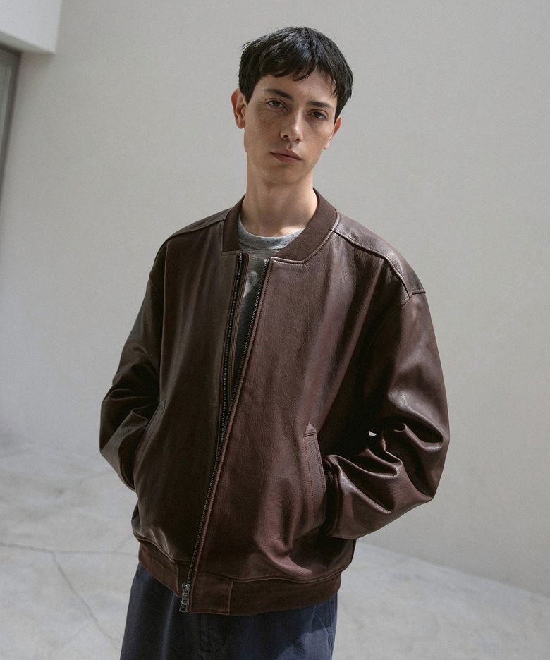 Goatskin Bomber Jacket (Dark Brown)