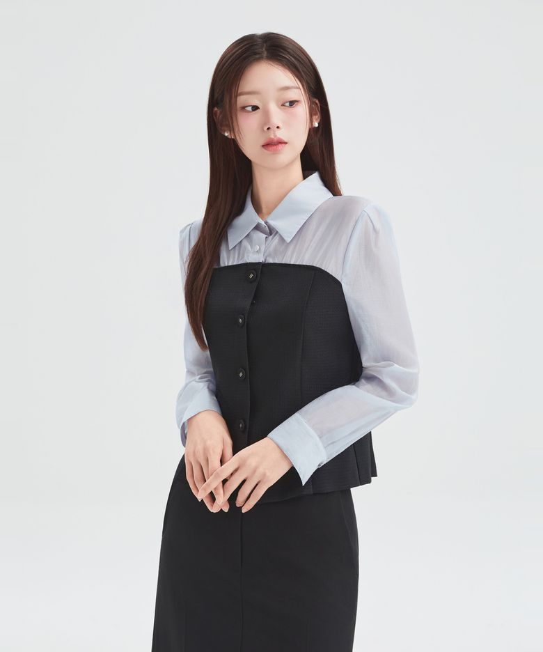 우븐매칭 블라우스 RMBLG49S13