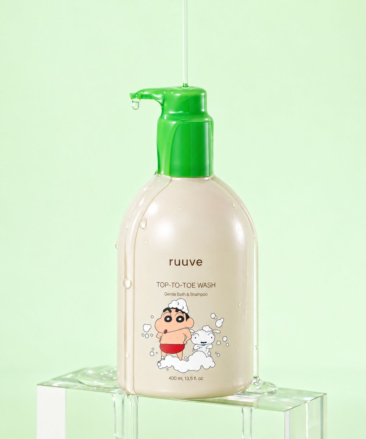 러베(RUUVE) 아기 히알루론 올인원 탑투토워시 짱구 콜라보 에디션 바디워시 샴푸 400ml