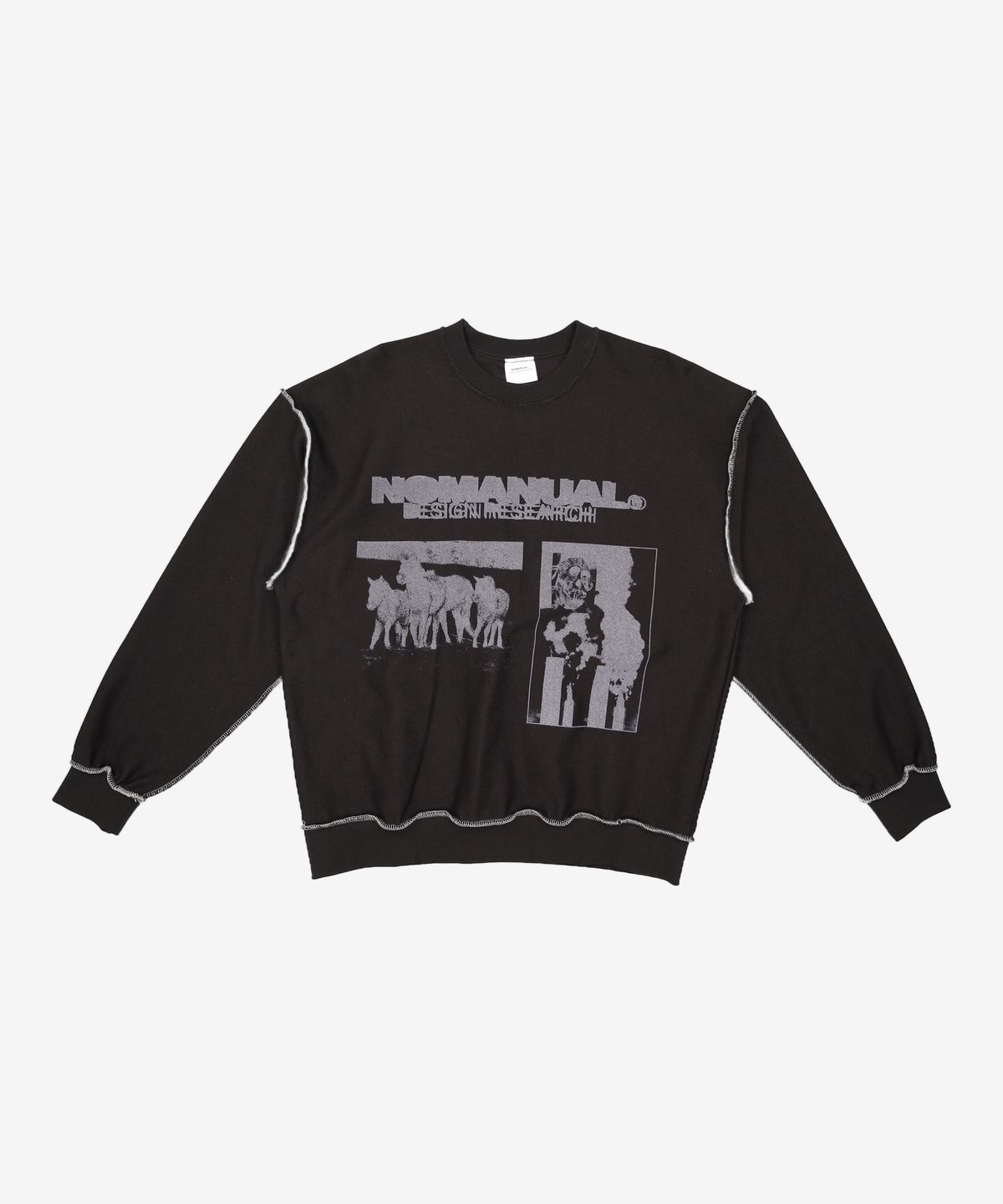 노매뉴얼(NOMANUAL) GPH REVERSED SWEATSHIRT - BLACK M