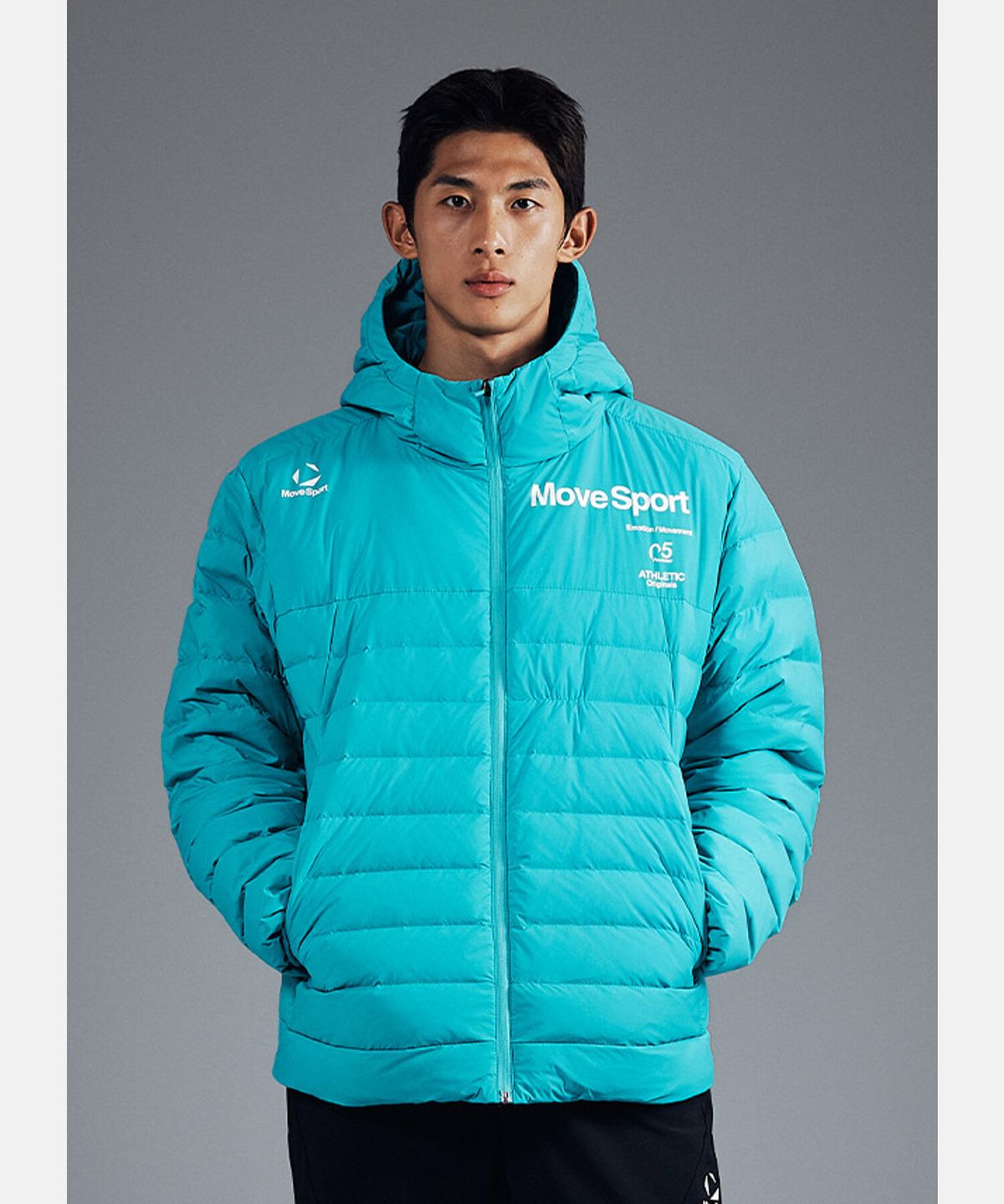 무브스포츠 바이 데상트(MOVESPORT BY DESCENTE) 경량 후드형 덕다운 자켓 민트 VS121EDJ11