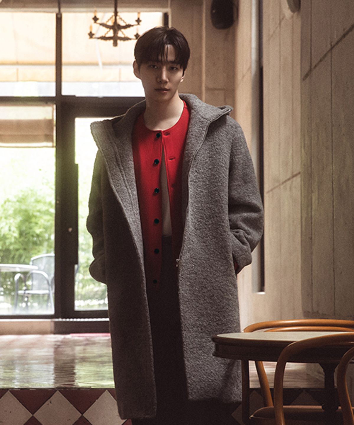 리버클래시(LIBERCLASSY) [26FW] LMW21834 그레이 부클 후드 집업 코트