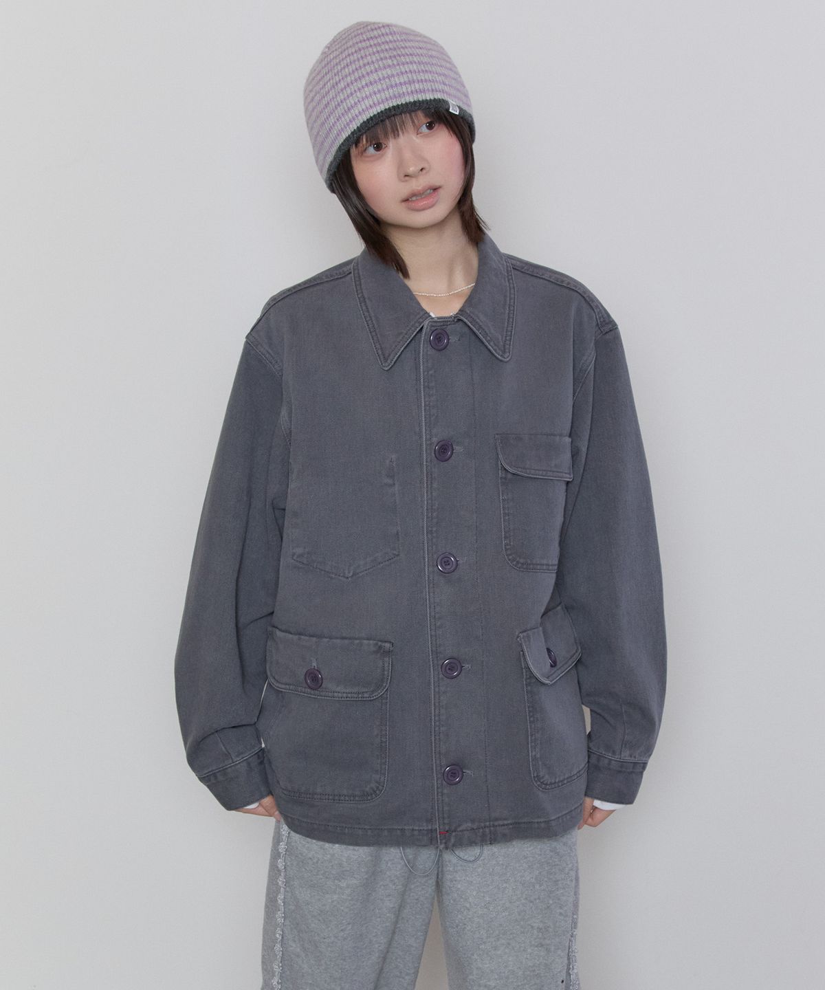 타입서비스(TYPESERVICE) Washed Pocket Work Jacket [Charcoal]