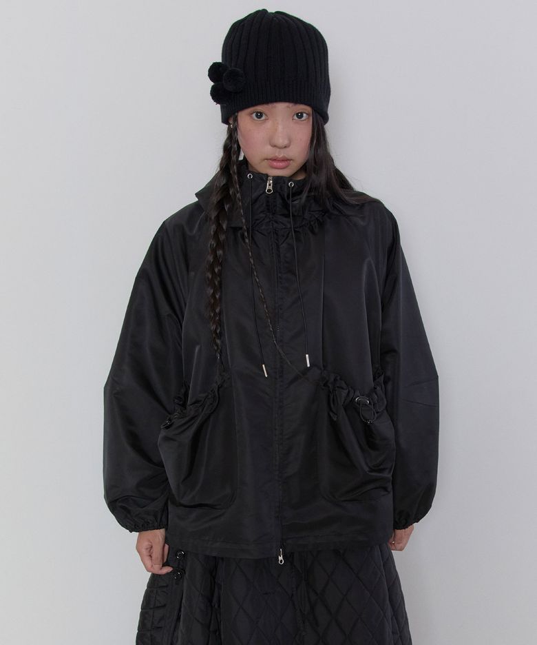 Drawstring Hood Jacket [Black]