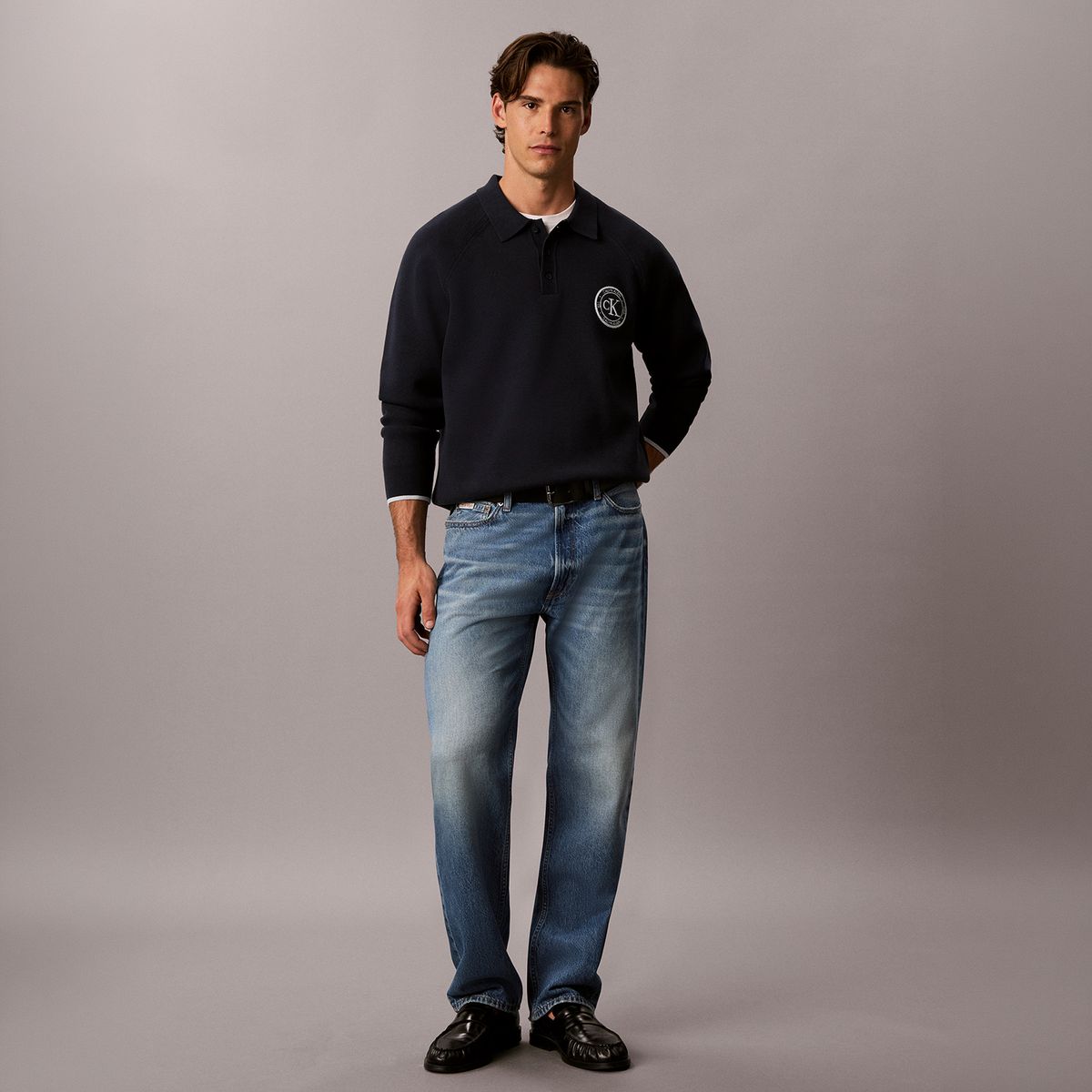 캘빈클라인 진(CALVIN KLEIN JEANS) 이지 바시티 로고 폴로 스웨터 4RH318G CEF