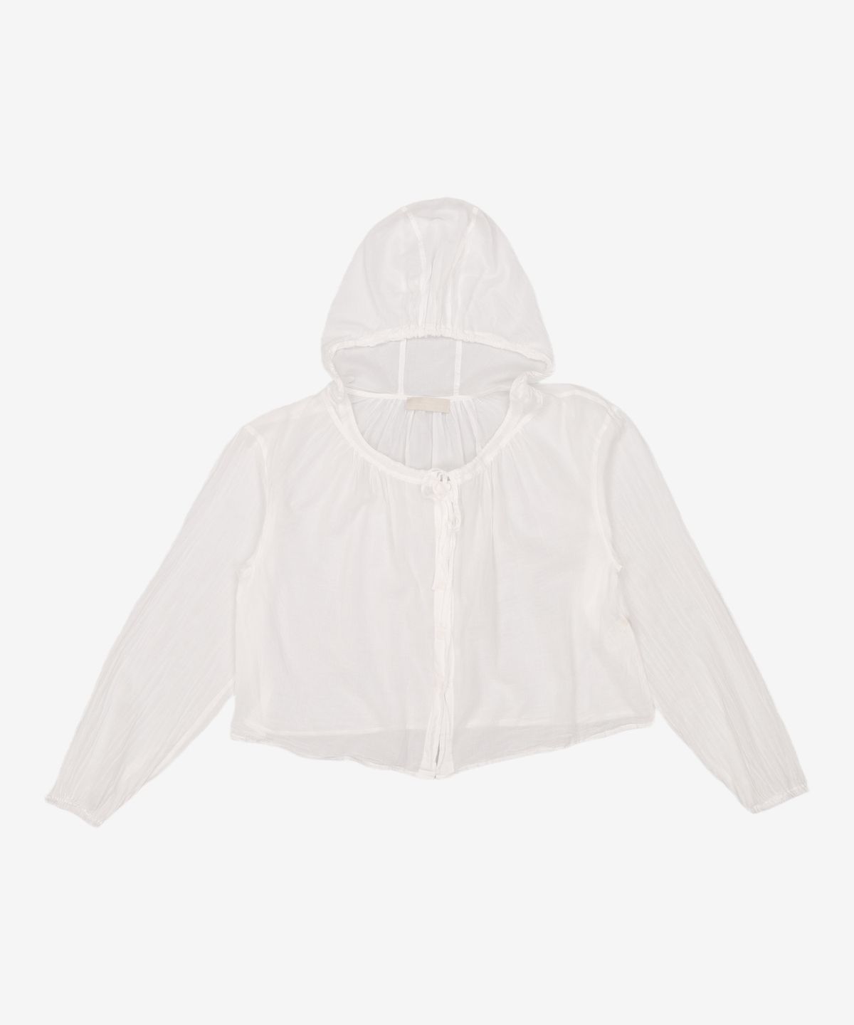 아모멘토(AMOMENTO) SHEER SHIRRING HOODED BLOUSE_WHITE 0