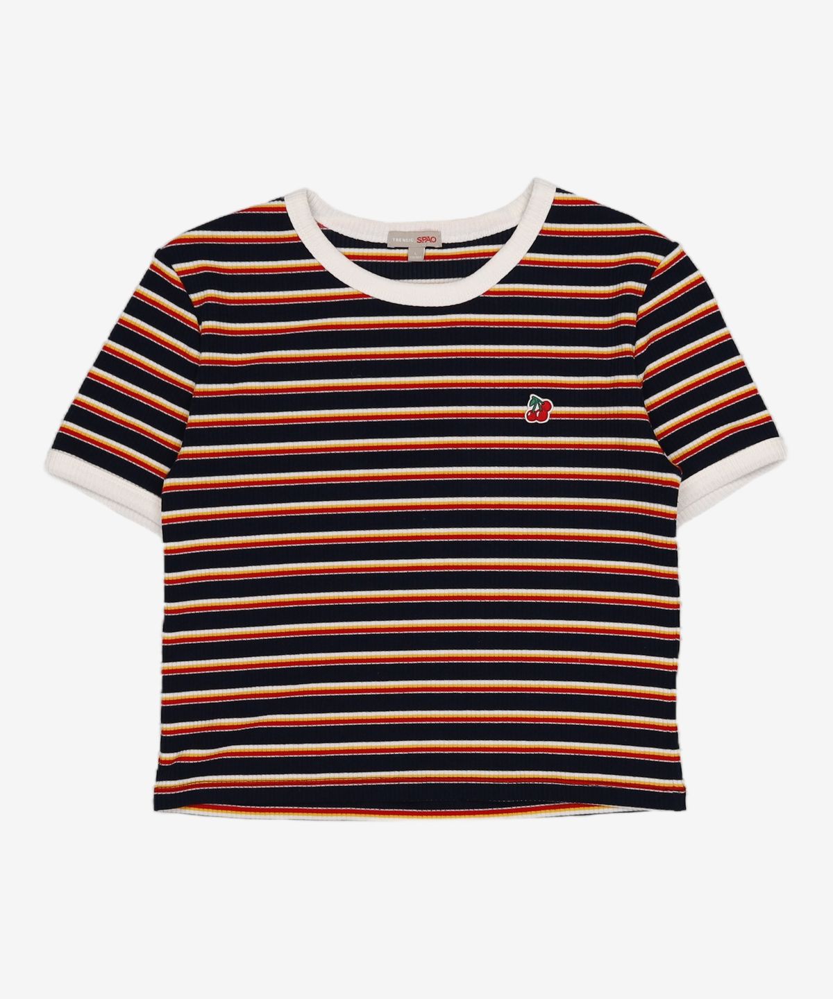 스파오(SPAO) 멀티 스트라이프 크롭 반팔 티셔츠 SPRSA25G31 L