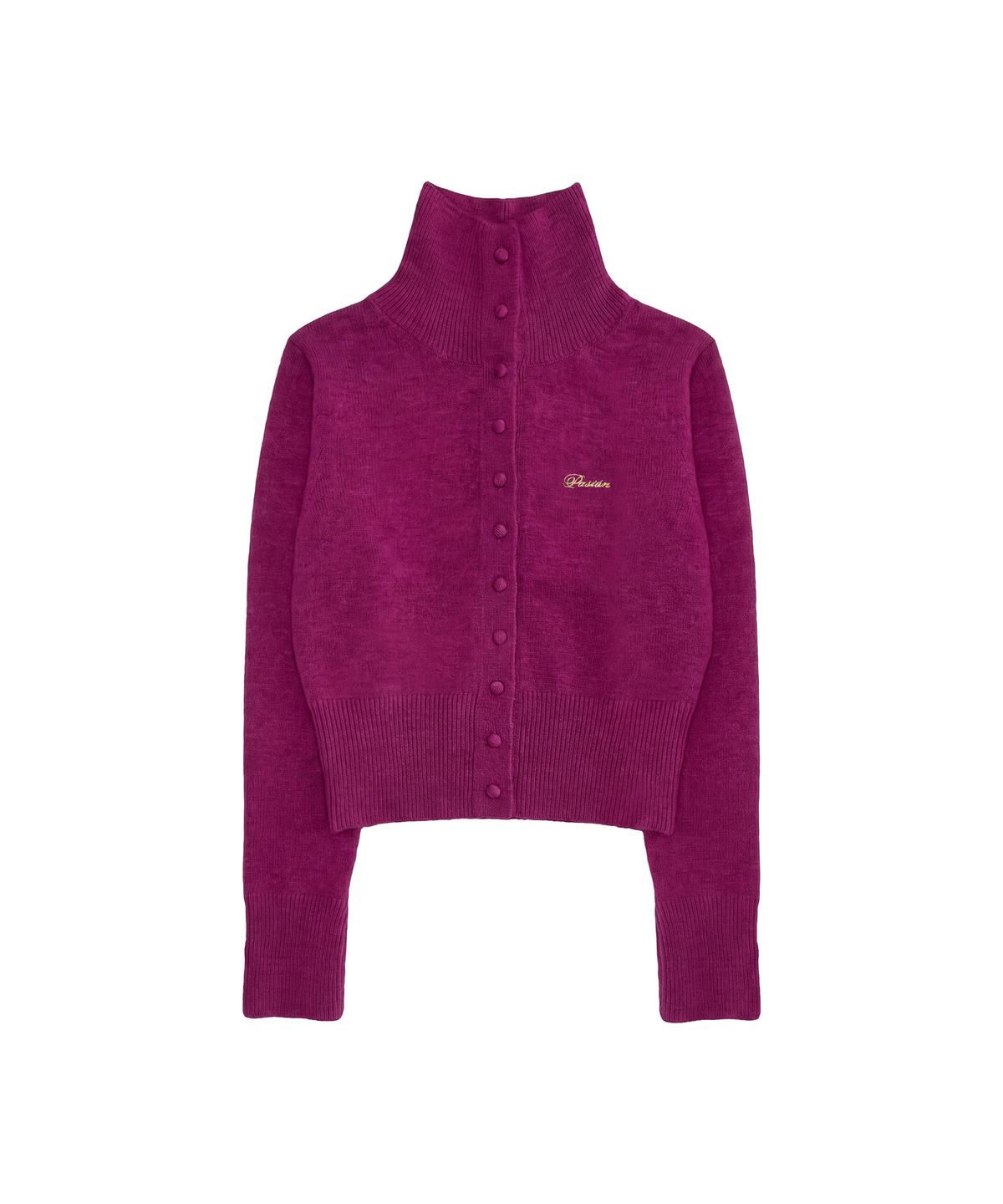 파시온(PASION) 마렌 하이넥 니트 가디건_버건디 Maren High-Neck Knit Cardigan_Burgundy