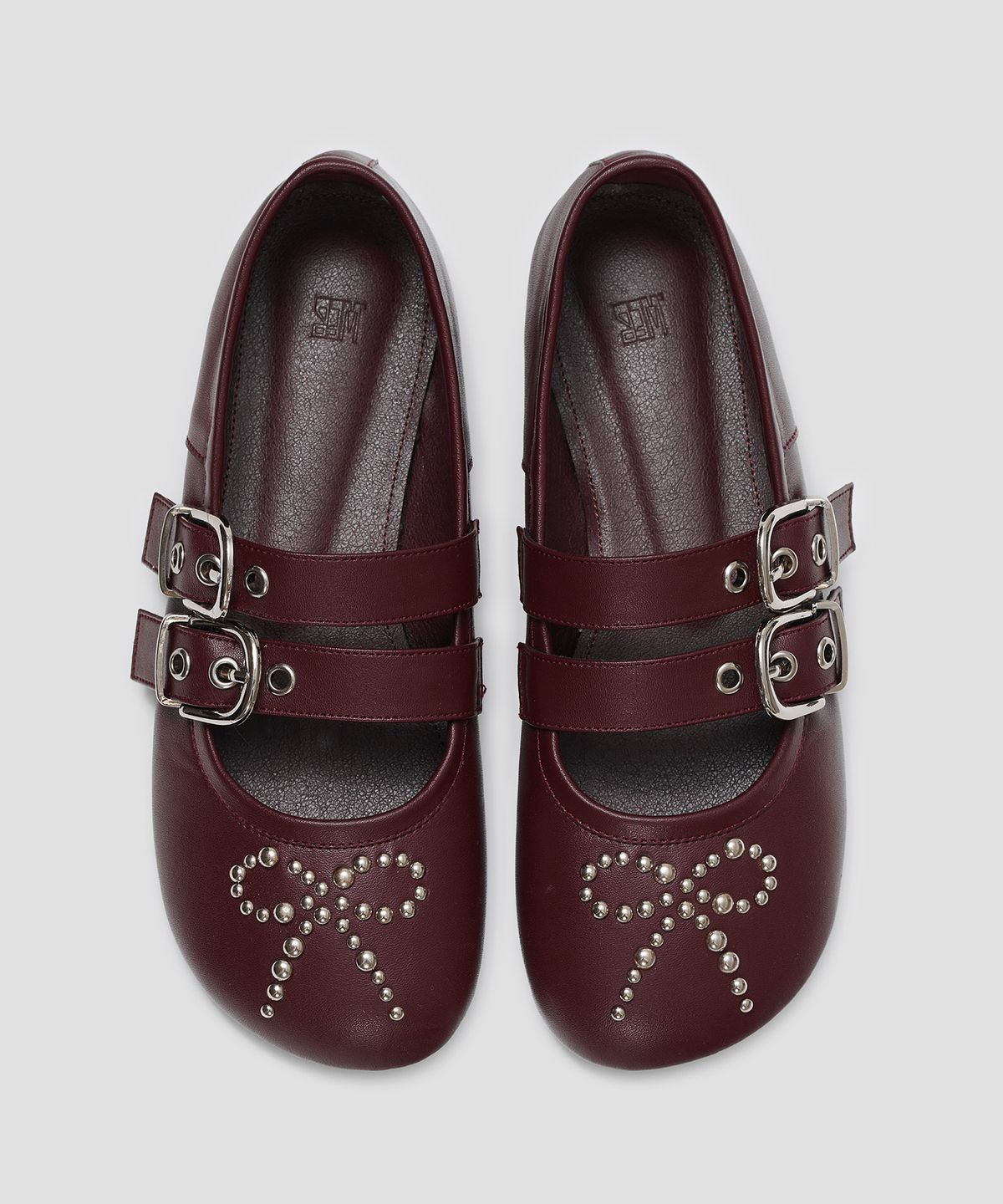 타입서비스(TYPESERVICE) Ribbon Rivet Buckle Flats [Wine]
