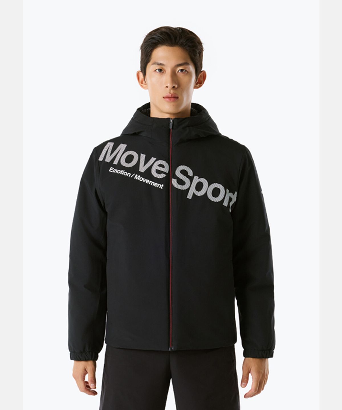 무브스포츠 바이 데상트(MOVESPORT BY DESCENTE) 하이브리드 패딩 후드형 자켓 블랙 VS121EPD12