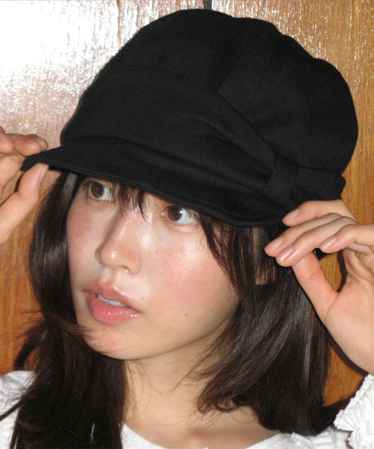 론론(RONRON) RIBBON NEWSBOY SWEAT CAP BLACK