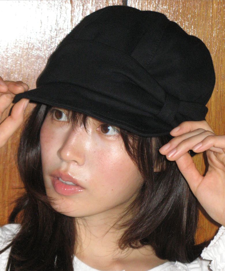 RIBBON NEWSBOY SWEAT CAP BLACK