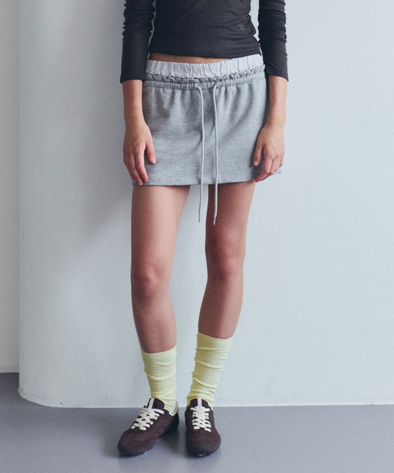 NUBASIC SAGGING SWEAT MINI SKIRT MELANGE GRAY