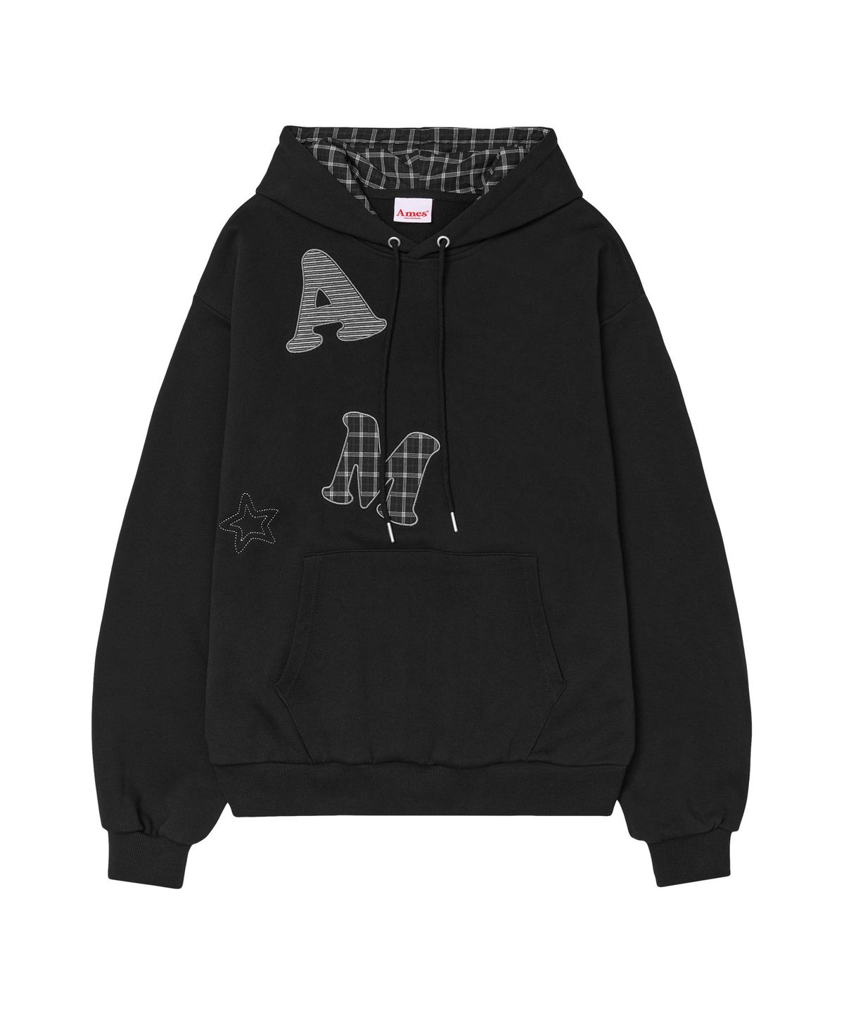 아메스 월드와이드(AMES-WORLDWIDE) BIG PATCH APPLIQUE HOODIE BLACK