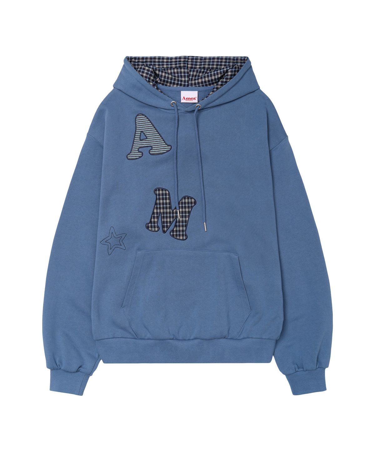 아메스 월드와이드(AMES-WORLDWIDE) BIG PATCH APPLIQUE HOODIE BLUE