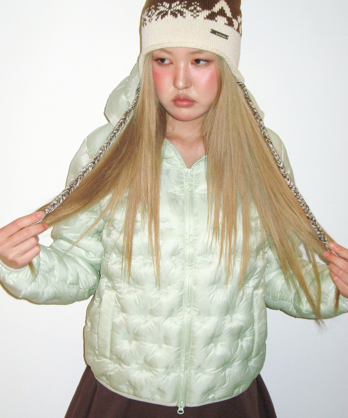 아메스 월드와이드(AMES-WORLDWIDE) STAR LIGHTWEIGHT HOODED PADDING MINT