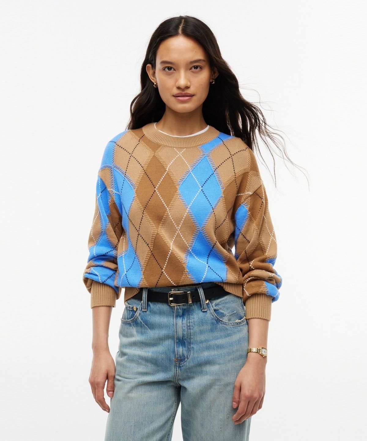 타미힐피거(TOMMY HILFIGER) 프렙 아가일 크루넥 긴팔 니트 (T22G7KTO051WT10HH)