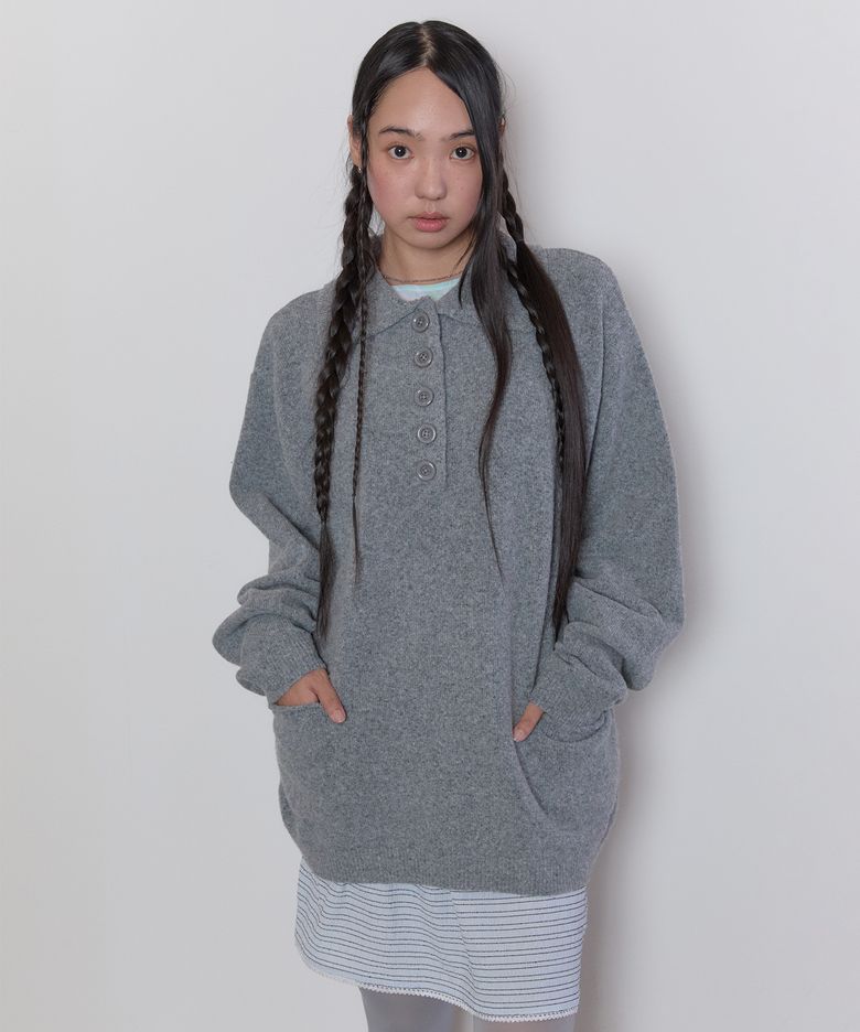 Oversized Collar Knit [Gray]