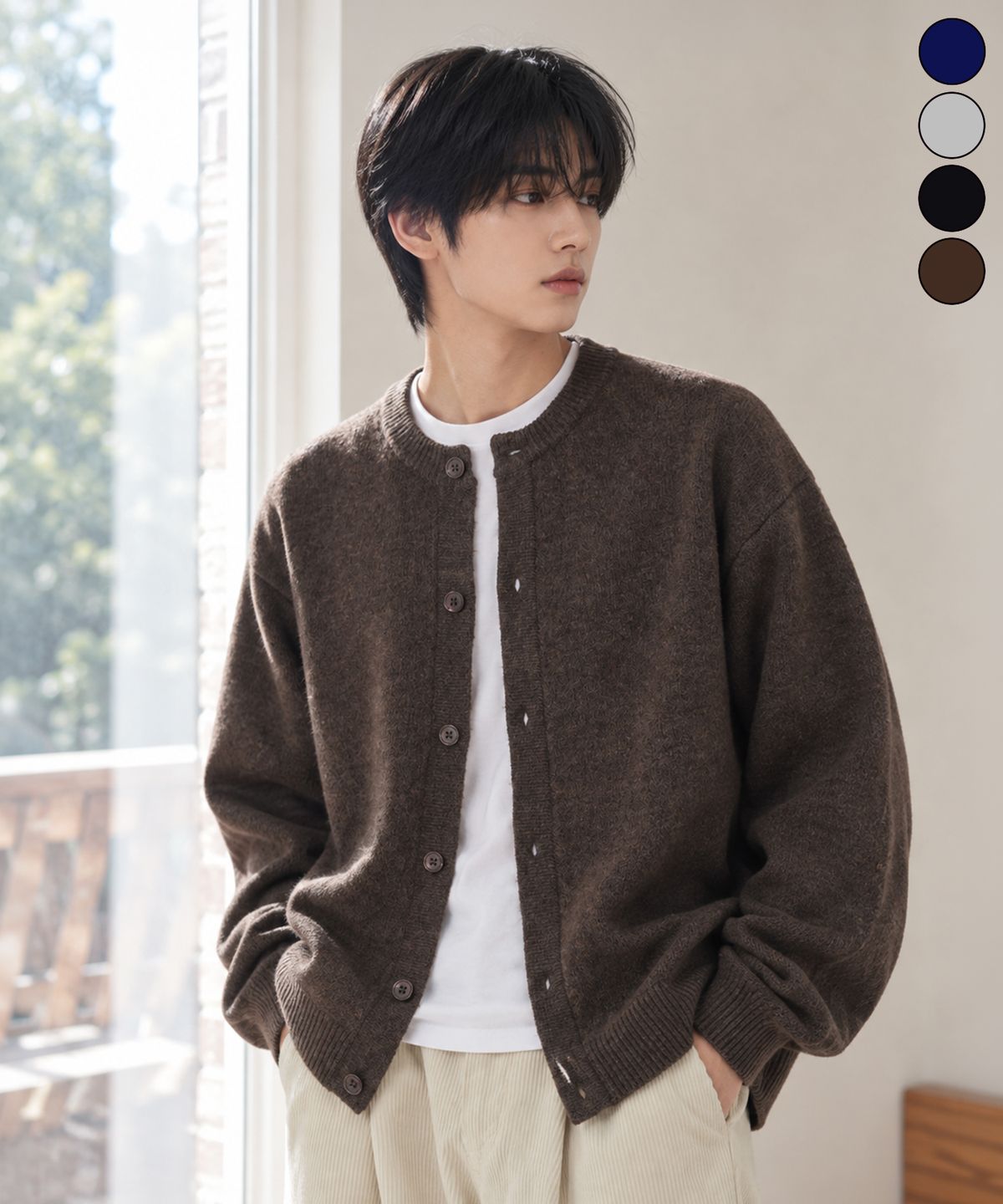 요세미티(YOSEMITE) 소프트 라운드넥 니트 가디건 4Color YKK-2Y08
