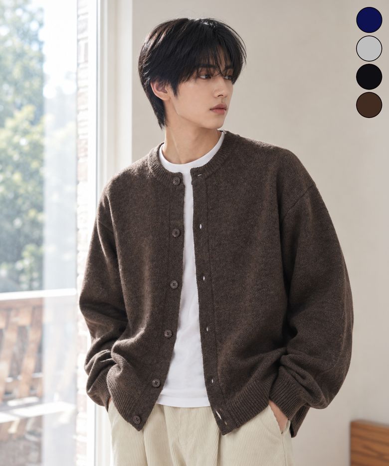 소프트 라운드넥 니트 가디건 4Color YKK-2Y08