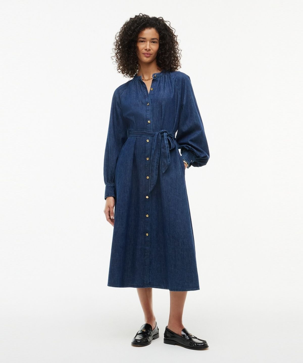 타미힐피거(TOMMY HILFIGER) 셔링 미디 원피스 (T22G7TDR050WT11BN)