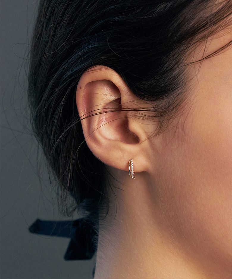 [sv925] pave crescent jacket earrings