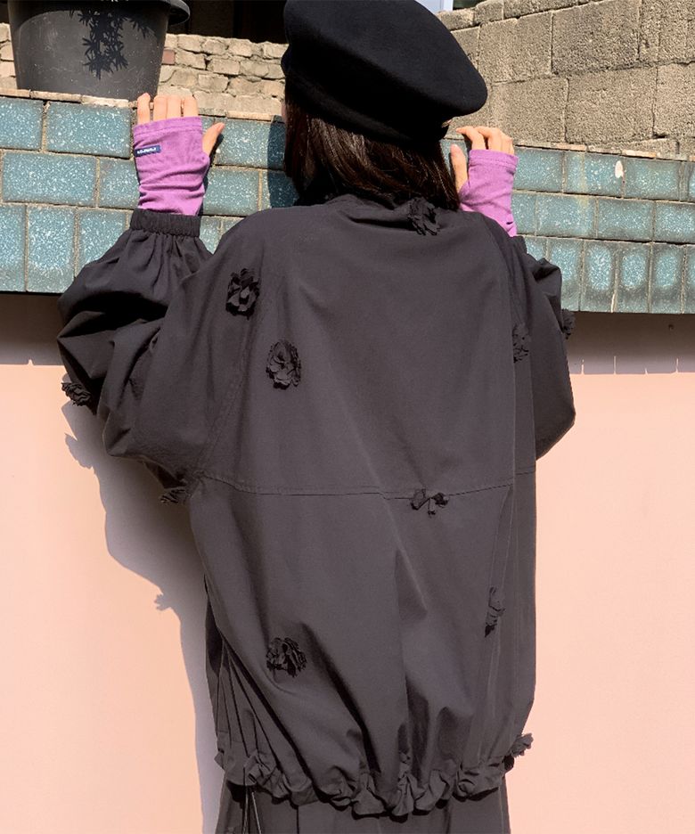 MINI FLOWER WINDBREAKER BLACK