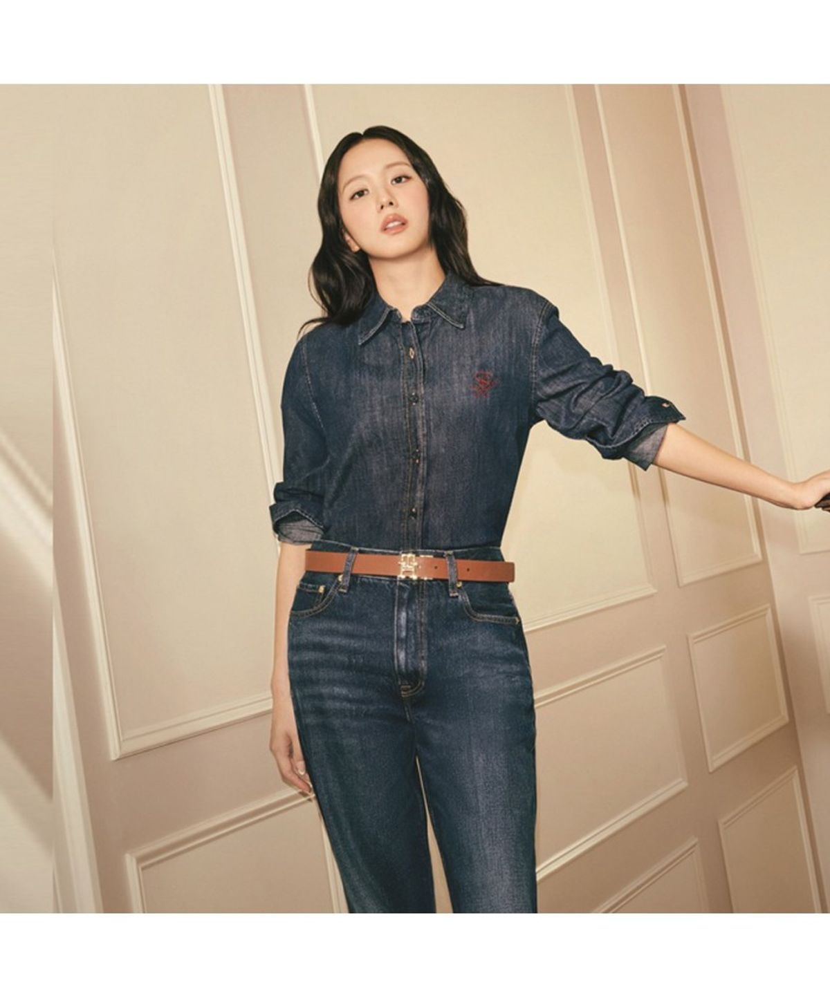 타미힐피거(TOMMY HILFIGER) 사라 하이라이즈 스트레이트 데님 팬츠 (T22G7NPC050WT11BN)