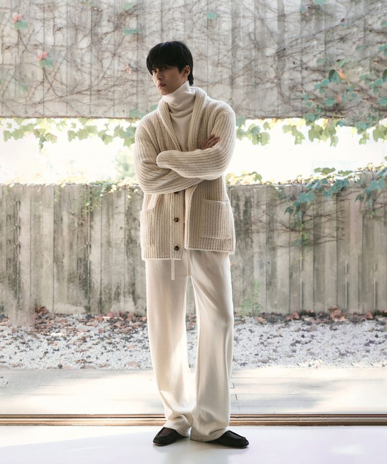 네리스 메리노울 원턱 드로스트링 니트 팬츠 아이보리