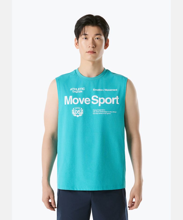 워딩 그래픽 슬리브리스 민트 VS121EST11