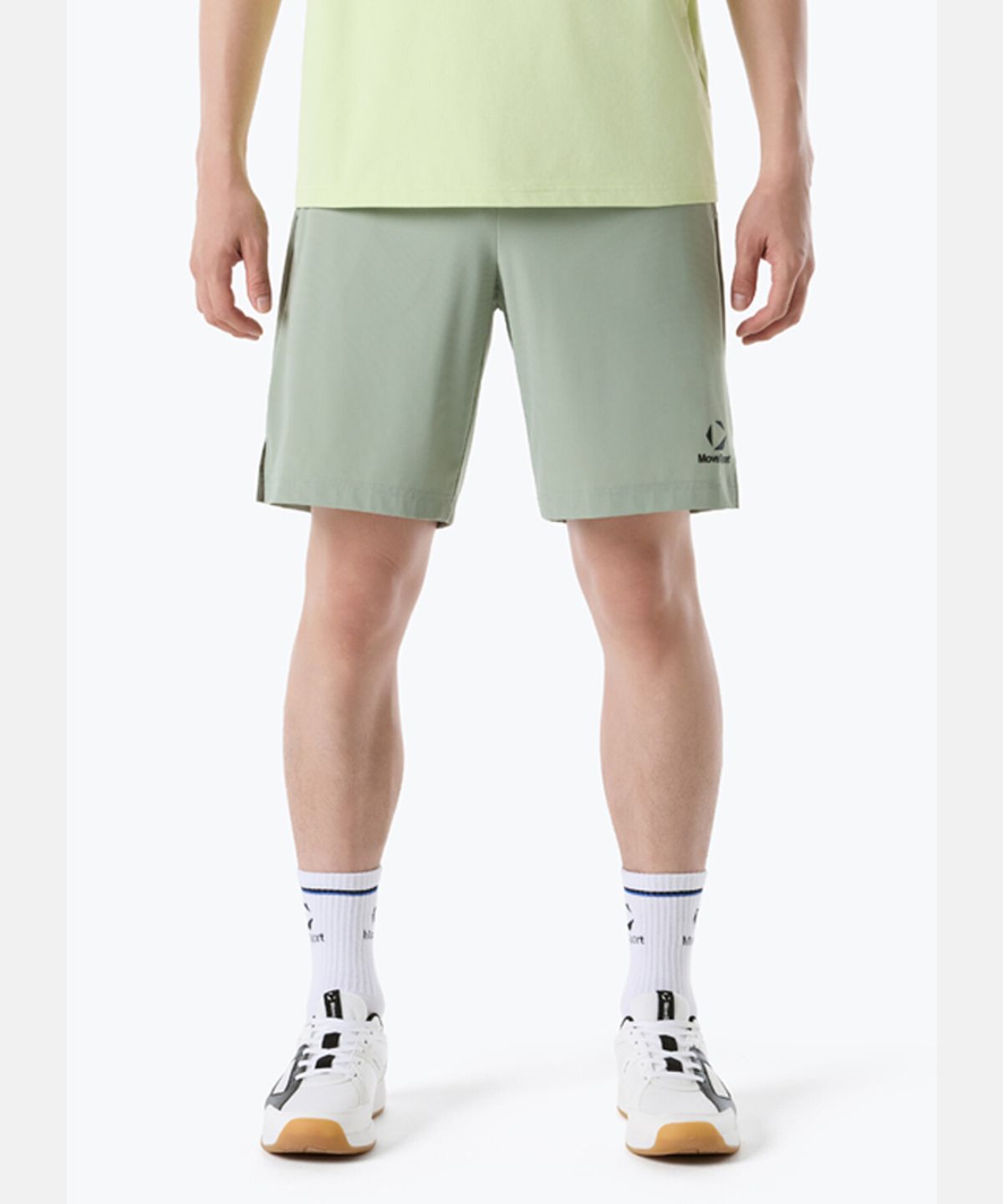 무브스포츠 바이 데상트(MOVESPORT BY DESCENTE) 로고 5부 니트 쇼츠 카키 VS121EKH11