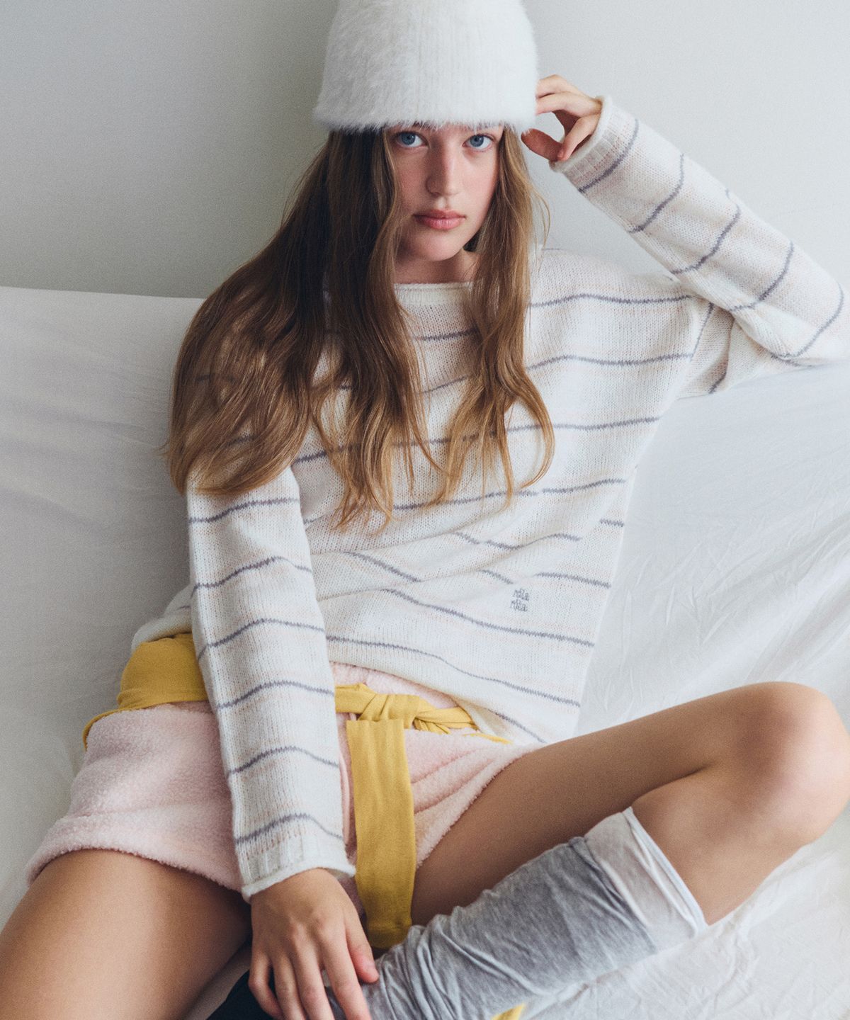 로라로라(ROLAROLA) NUBASIC STRIPE BOATNECK LOOSE FIT KNIT WHITE