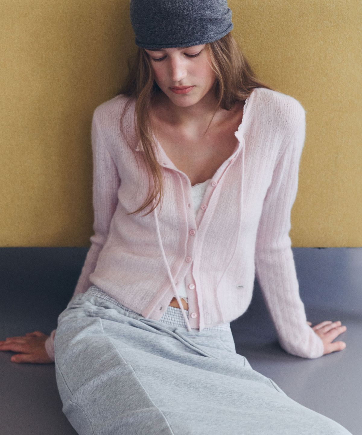 로라로라(ROLAROLA) NUBASIC SKASHI TIE CARDIGAN PINK