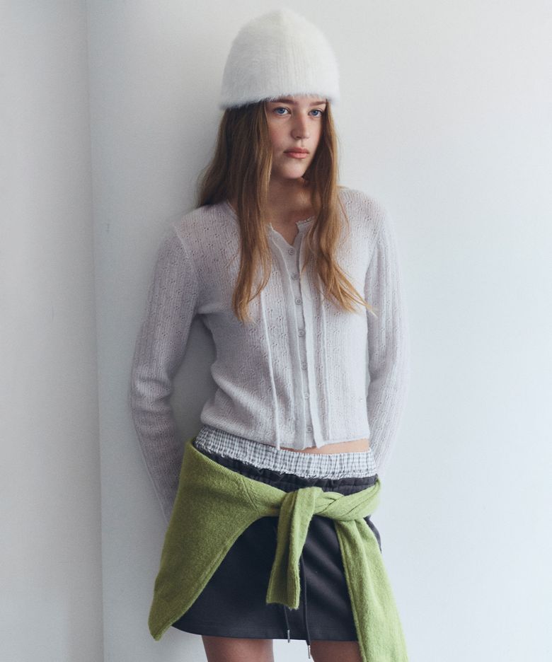NUBASIC SKASHI TIE CARDIGAN L/GRAY