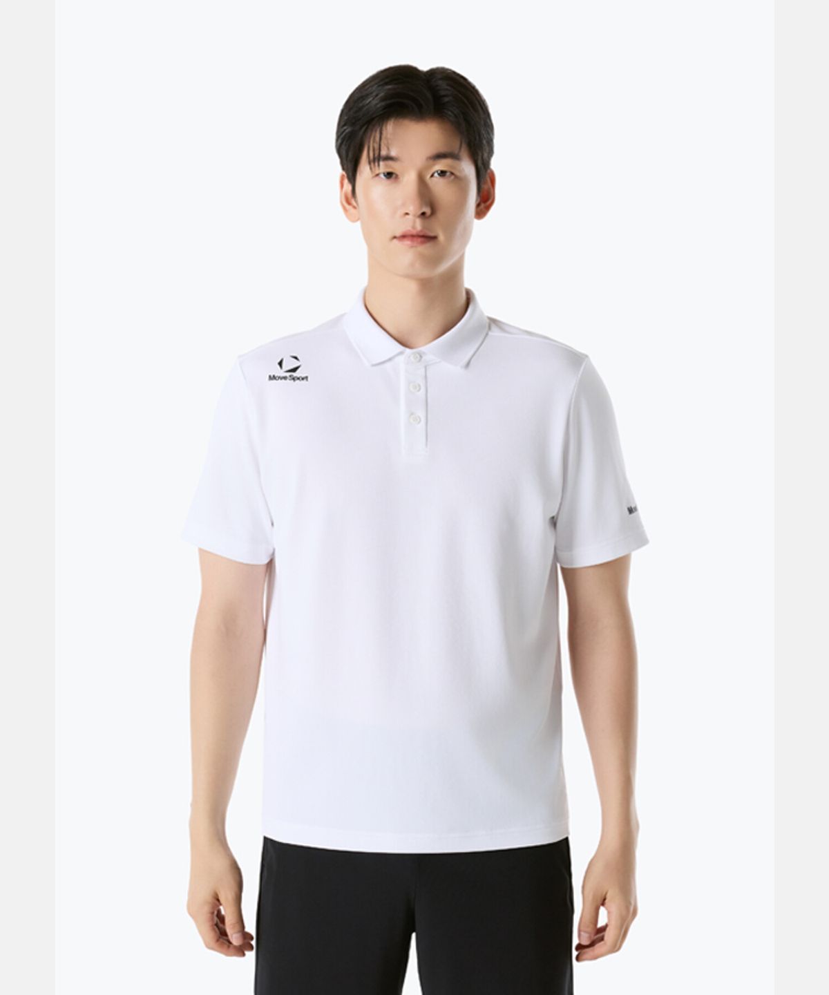 무브스포츠 바이 데상트(MOVESPORT BY DESCENTE) 로고 폴로 반팔 티셔츠 화이트 VS121EPS11