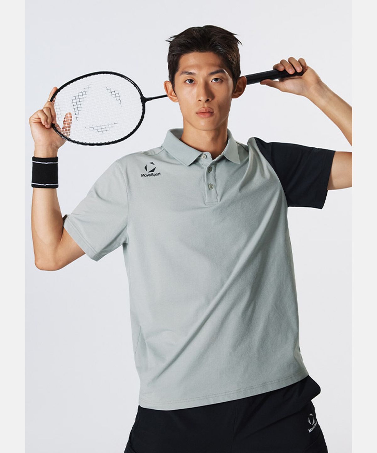 무브스포츠 바이 데상트(MOVESPORT BY DESCENTE) 워딩 그래픽 배색 폴로 반팔 티셔츠 카키 VS121EPS12