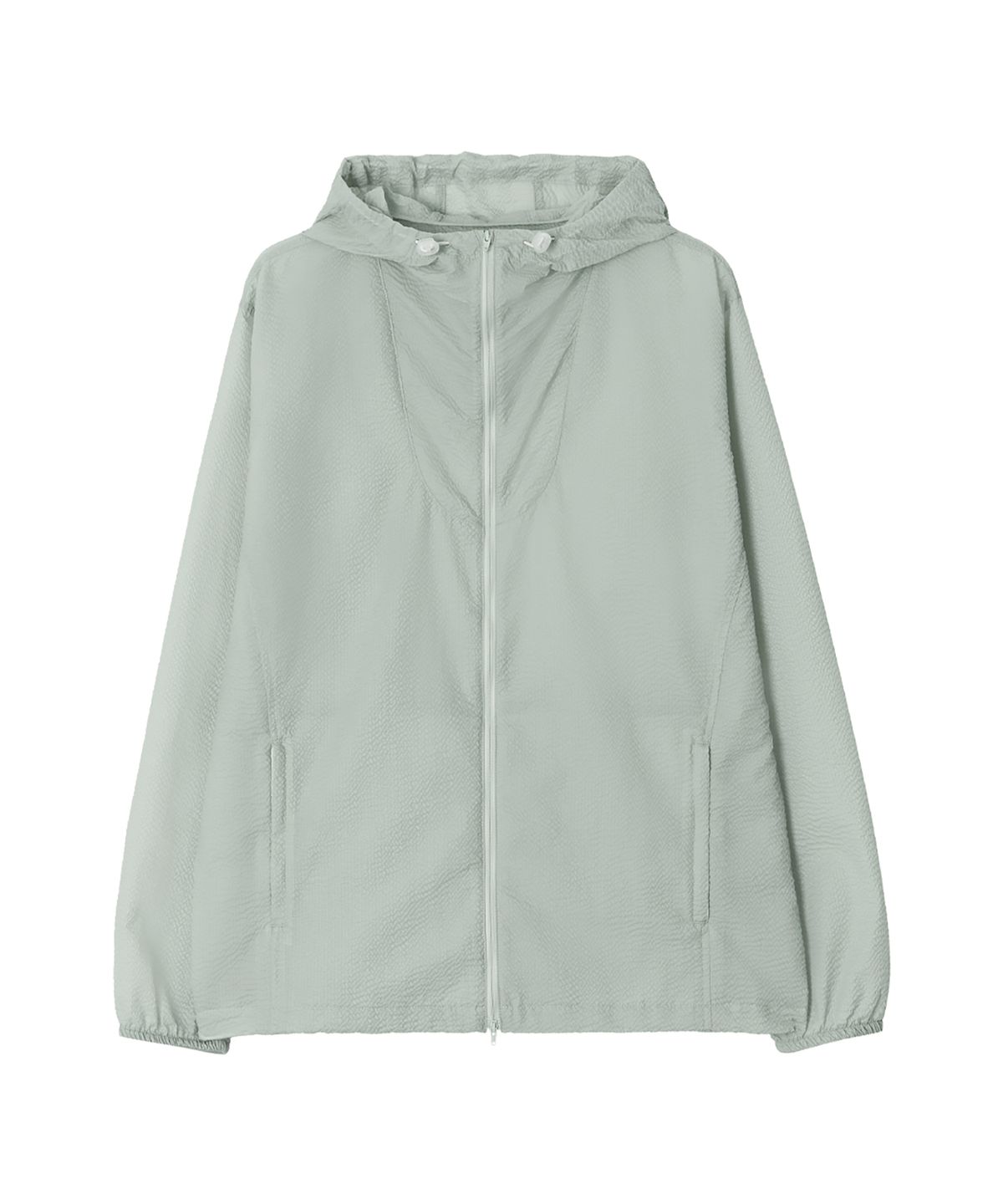 오아노(OANO) EMBOSSED ZIP HOODIE / SILVER GREEN