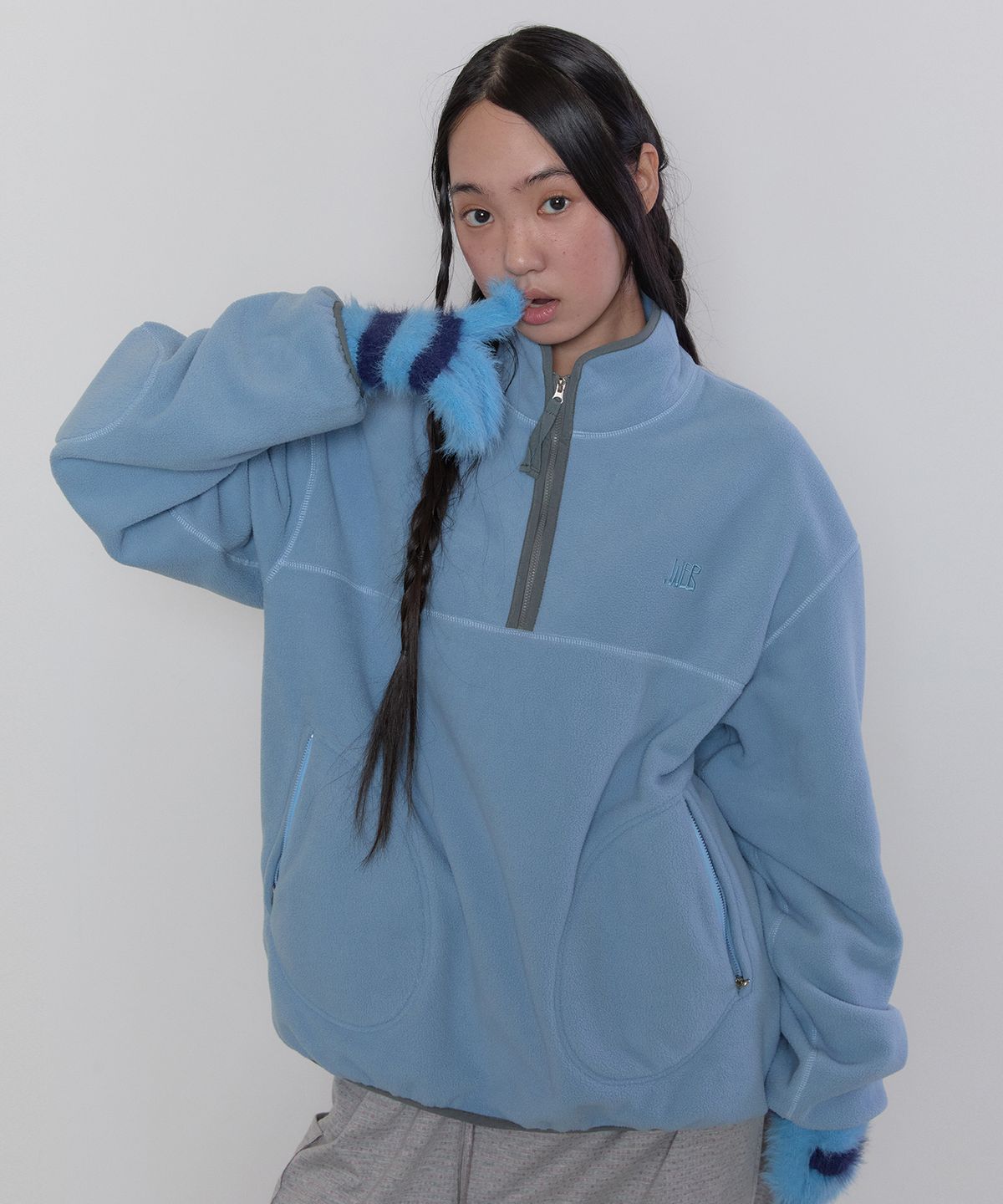 타입서비스(TYPESERVICE) Half Zip Fleece Pullover [Blue]