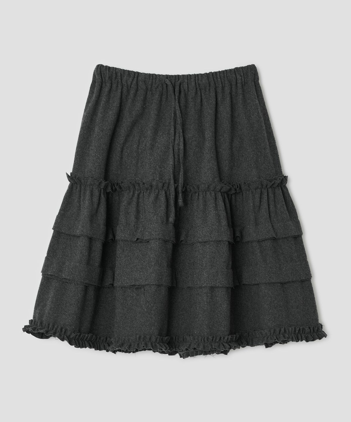 타입서비스(TYPESERVICE) Wool Tiered Ruffle Skirt [Charcoal]