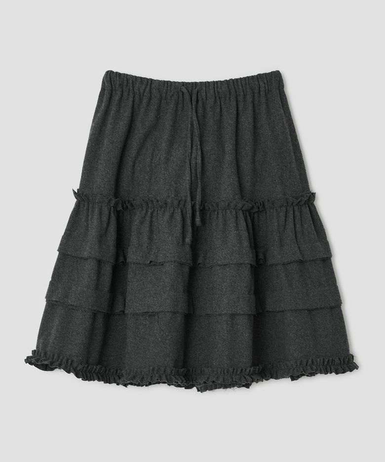 Wool Tiered Ruffle Skirt [Charcoal]