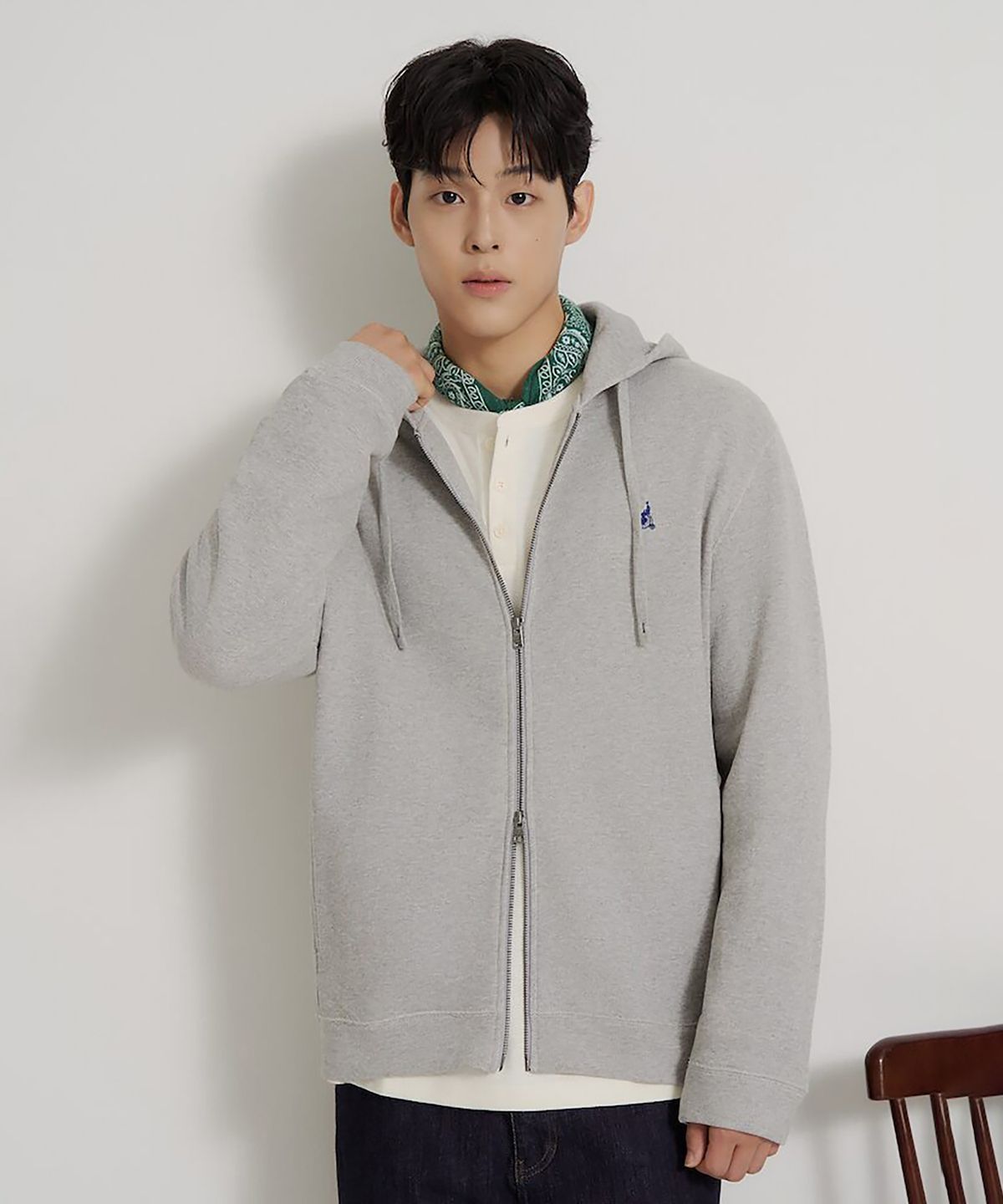 빈폴 멘(BEANPOLE MEN) [Essential] 투웨이 후드 집업 티셔츠  그레이