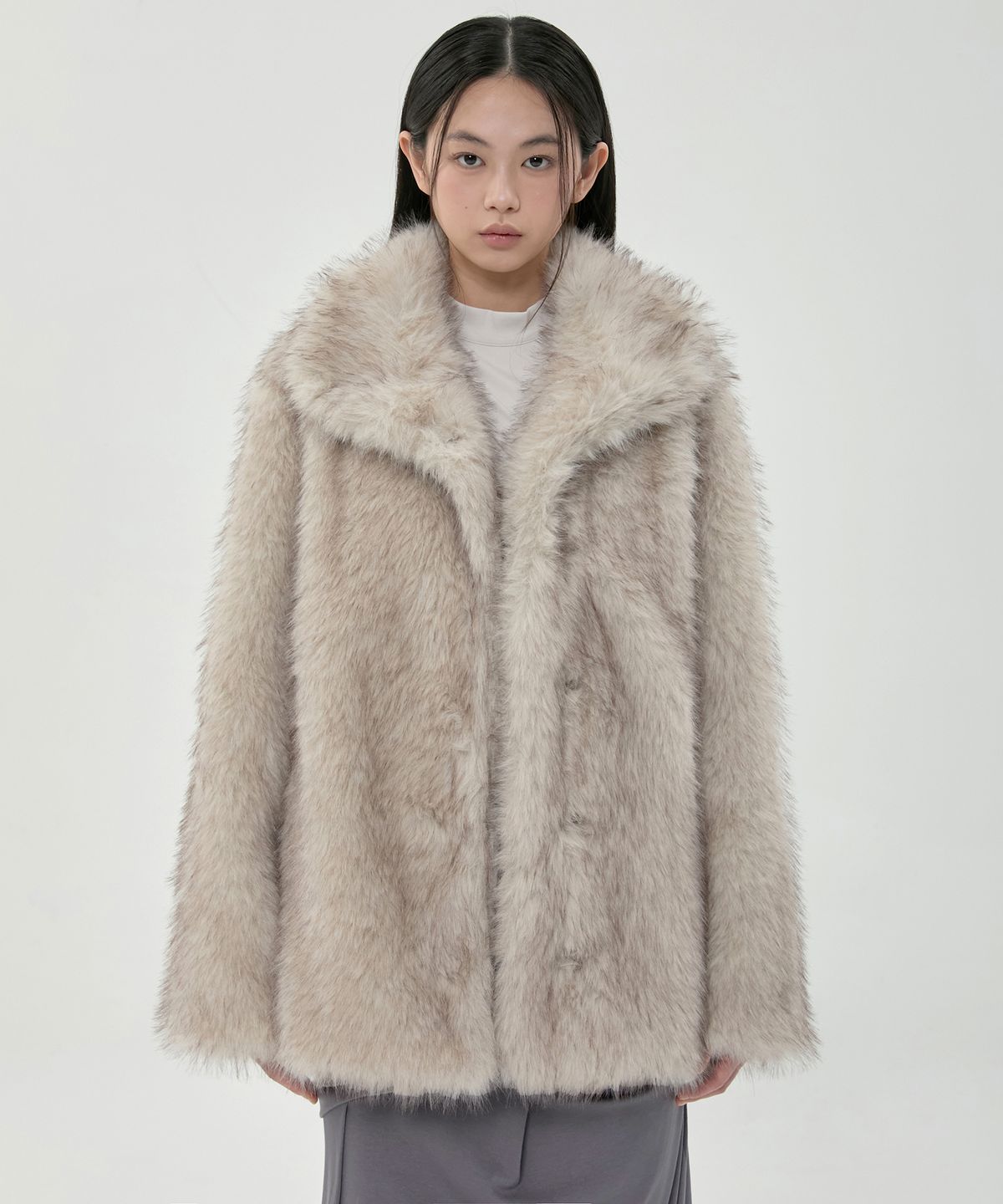 플레어업(FLAREUP) Yua Fur Jacket (FL-063_Ash Beige)