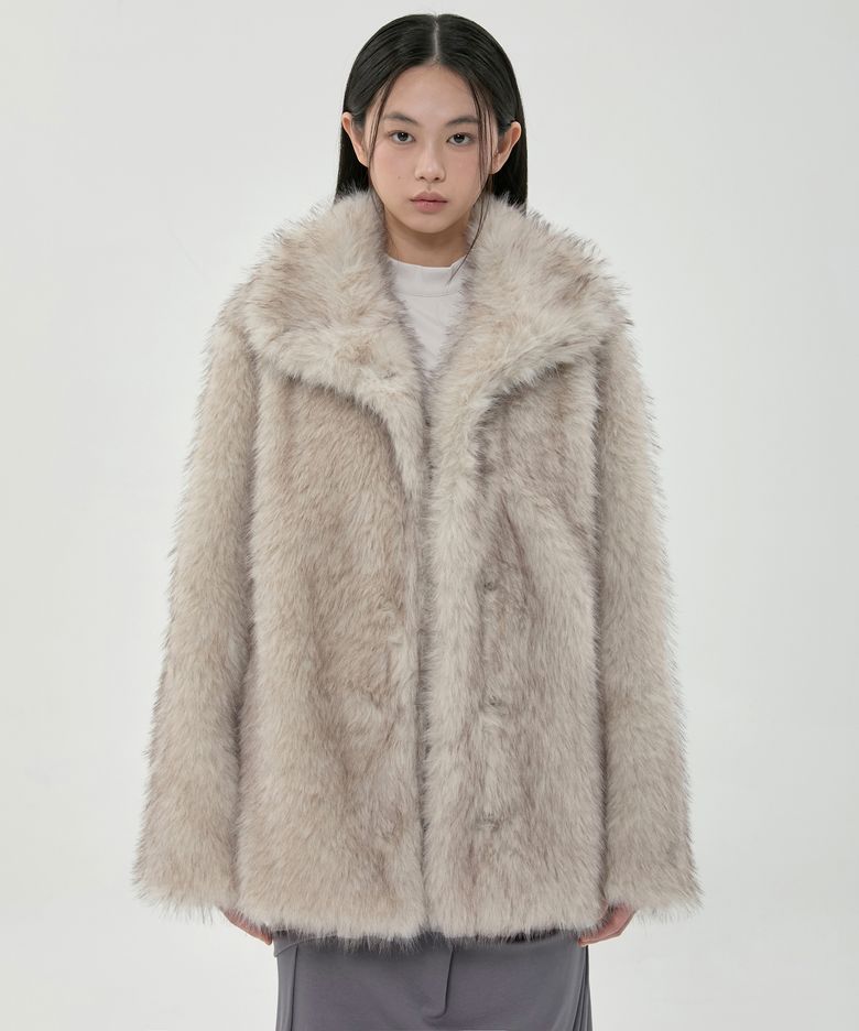 Yua Fur Jacket (FL-063_Ash Beige)