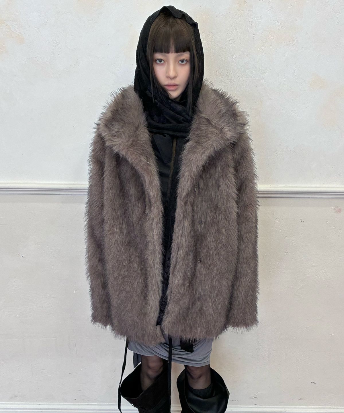 플레어업(FLAREUP) Yua Fur Jacket (FL-063_Faded Charcoal)