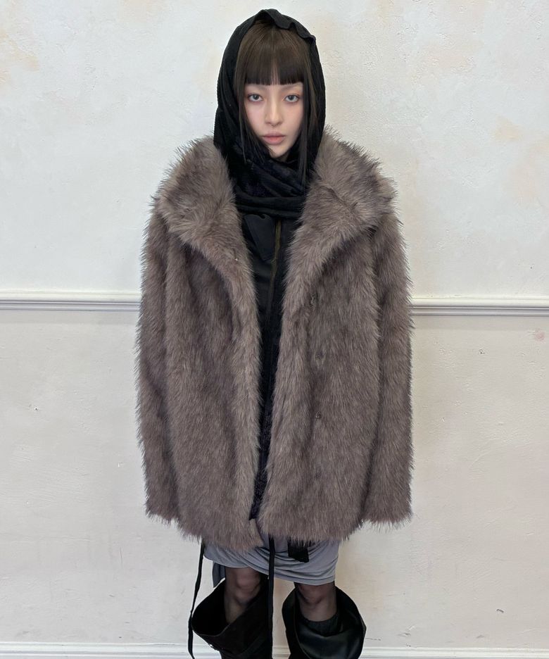 Yua Fur Jacket (FL-063_Faded Charcoal)