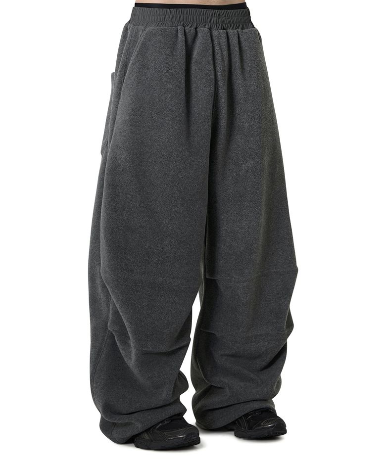 CONTOUR FLEECE TUCK PANTS - CHARCOAL